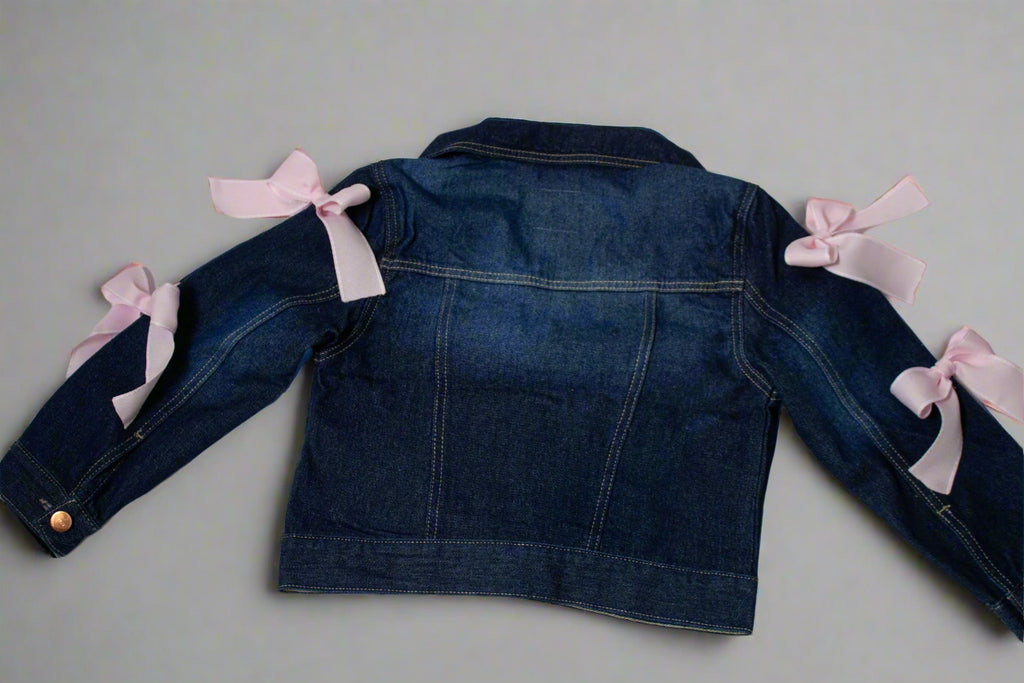 Girl's Oversize Denim Jacket with Bow sleeves