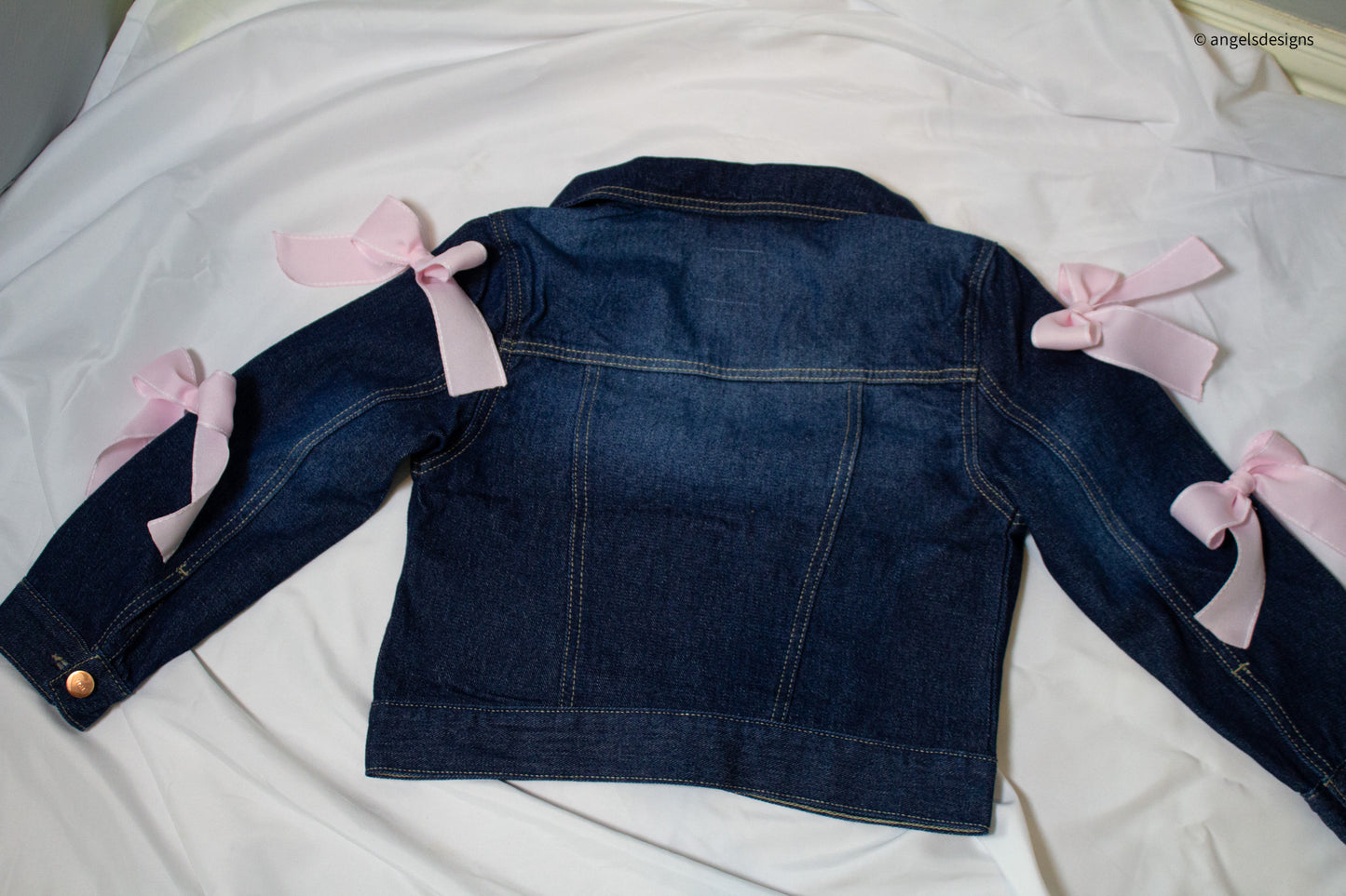 Girl's Oversize Denim Jacket with Bow sleeves