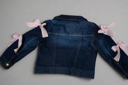 Girl's Oversize Denim Jacket with Bow sleeves