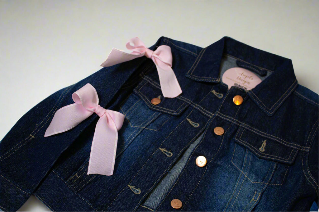 Girl's Oversize Denim Jacket with Bow sleeves