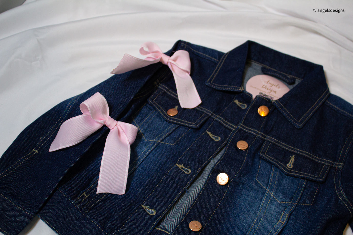 Girl's Oversize Denim Jacket with Bow sleeves