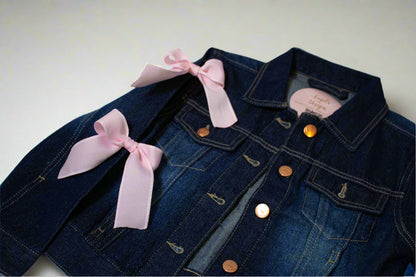 Girl's Oversize Denim Jacket with Bow sleeves