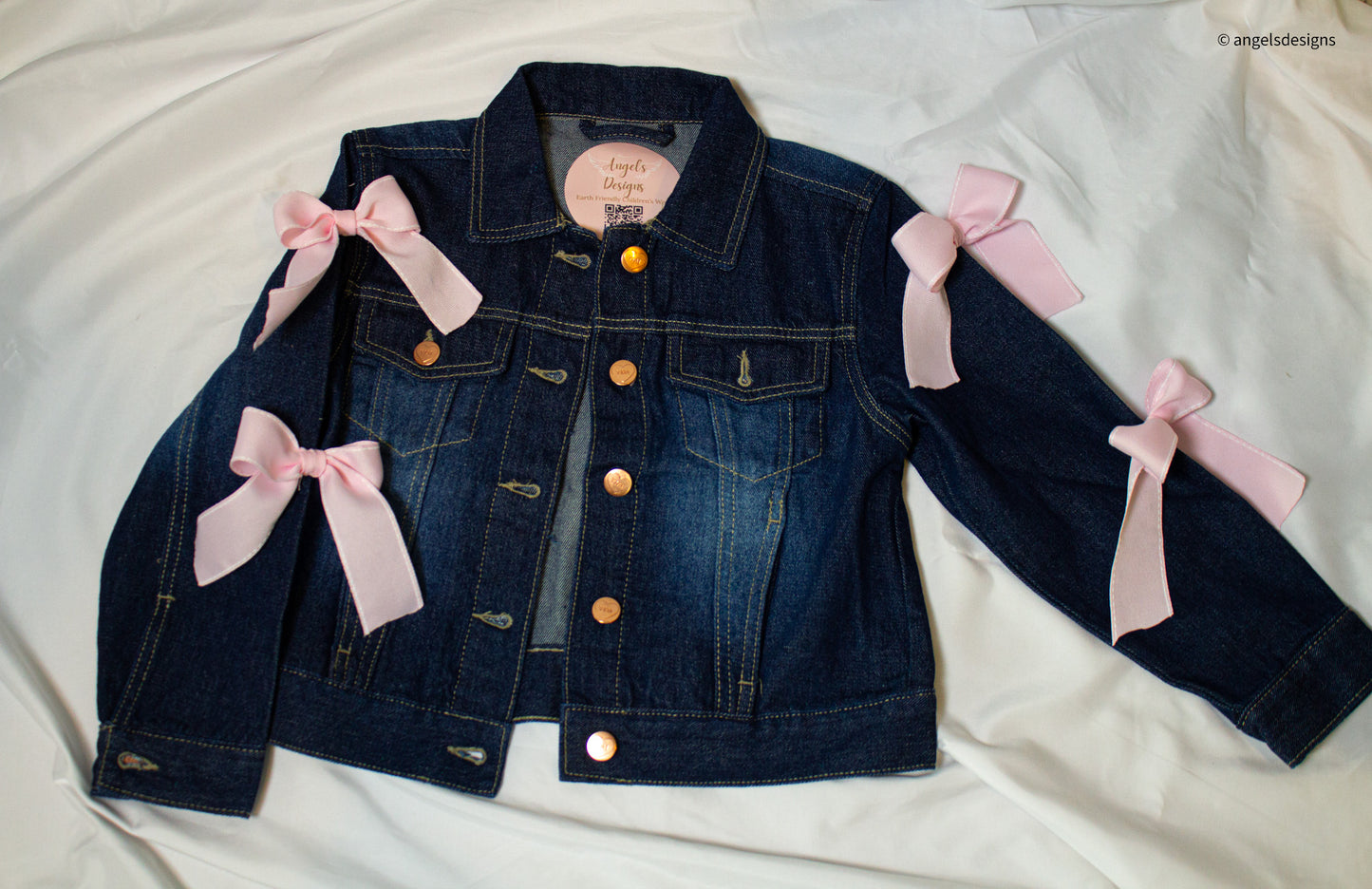 Girl's Oversize Denim Jacket with Bow sleeves