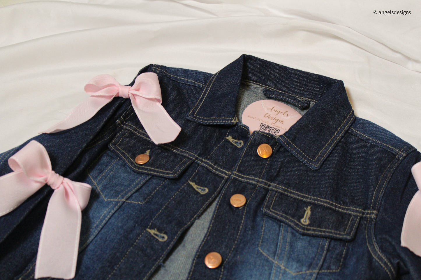 Girl's Oversize Denim Jacket with Bow sleeves