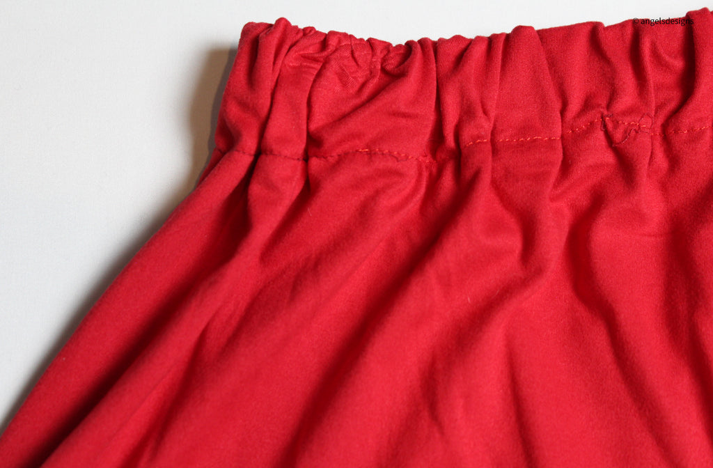 Girl's Ruffled Red Elastic Skirt