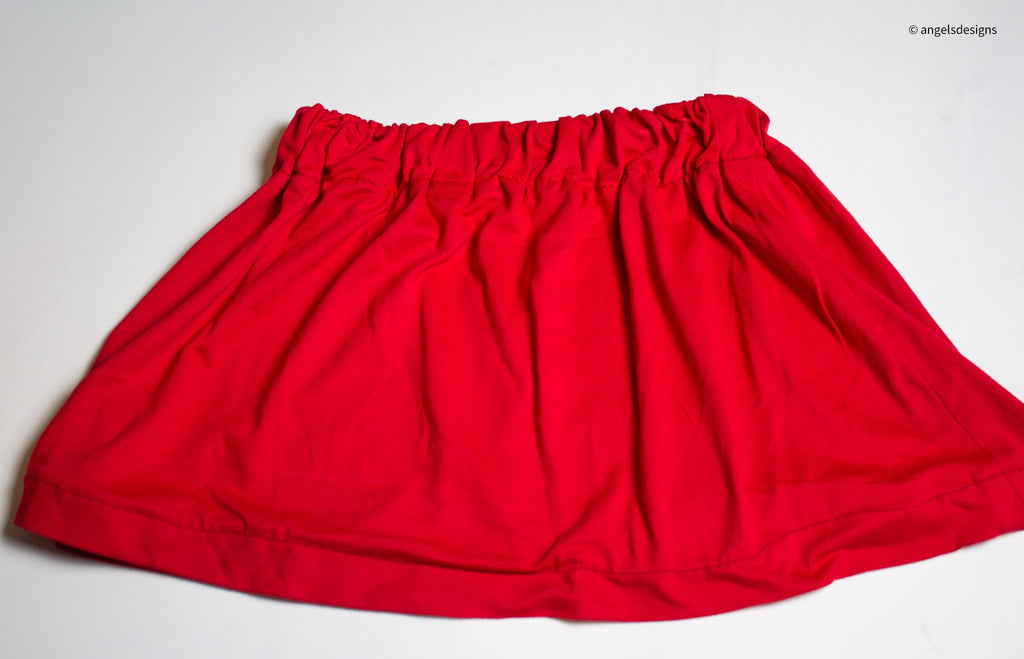 Girl's Ruffled Red Elastic Skirt