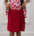 Girl's Ruffled Red Elastic Skirt