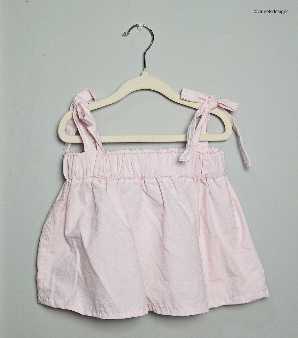 Girl's ruffled strap tie tank top