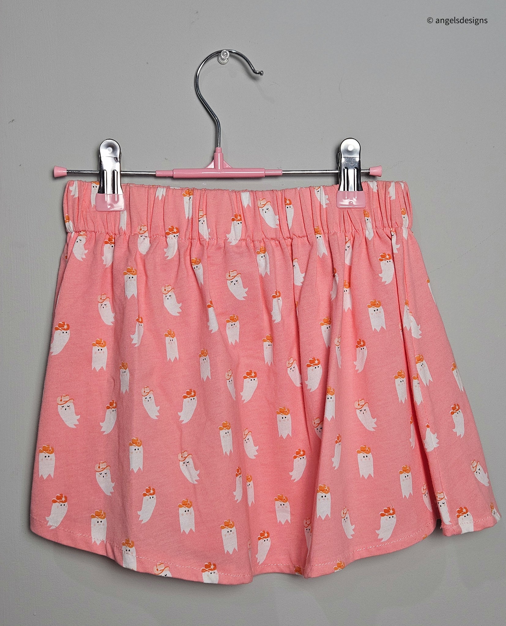 Warm Pink Cowboy Ghost girl's elastic skirt