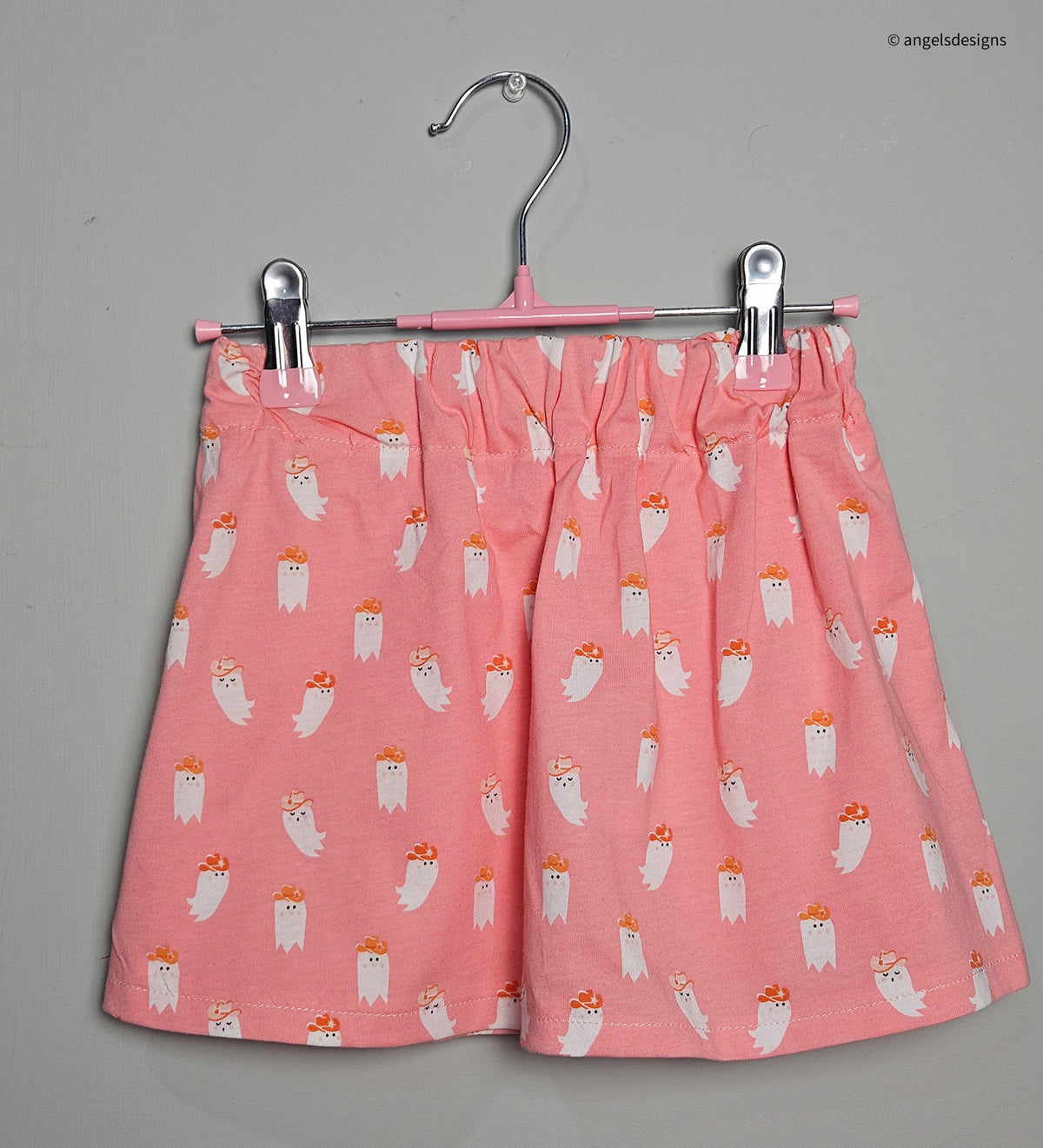 Warm Pink Cowboy Ghost girl's elastic skirt