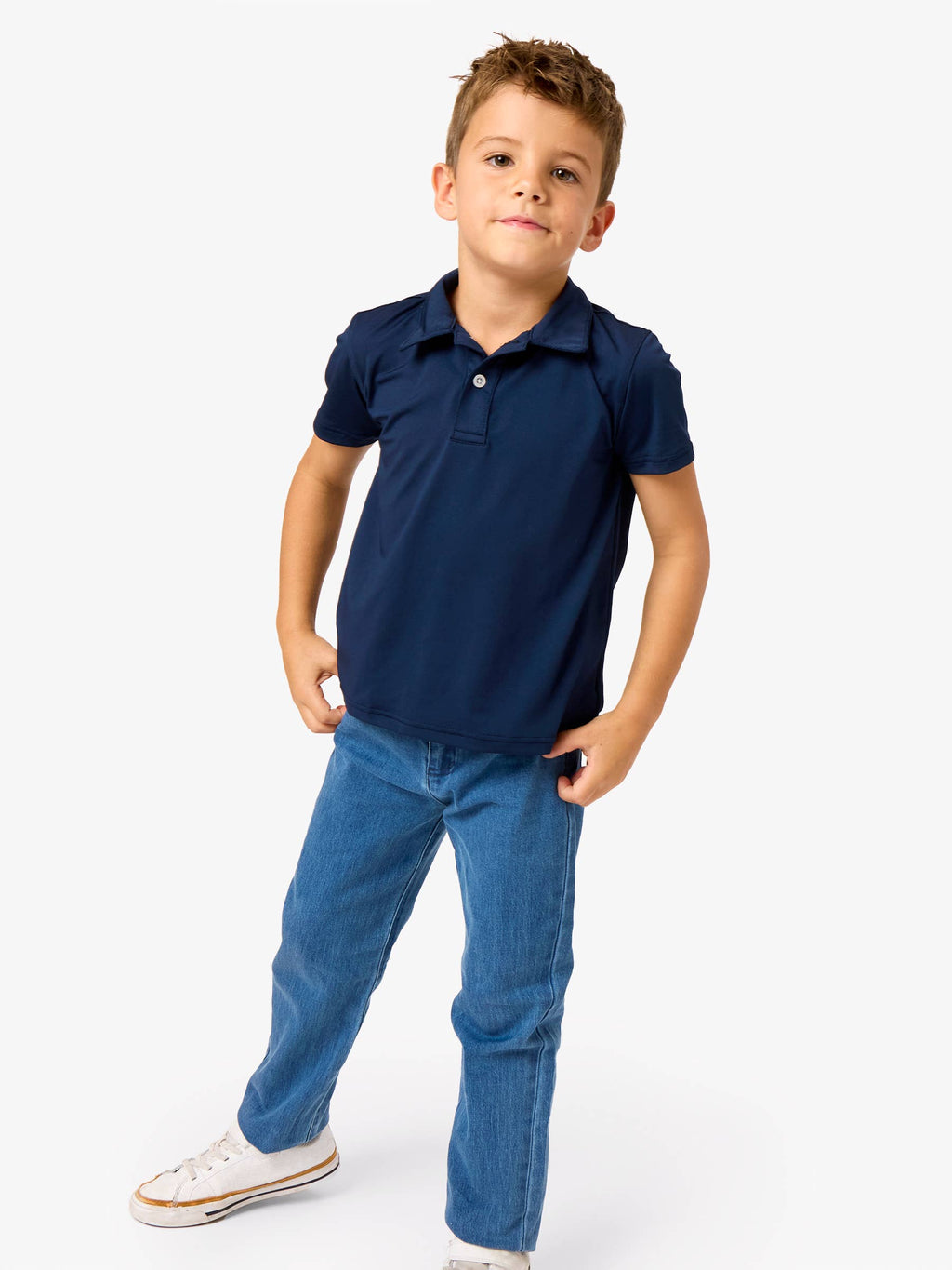 Boys Medium Wash Stretch Denim Straight Jeans