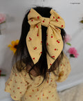 Little Girl's Hair Bow with tails | Made from leftover fabric scraps