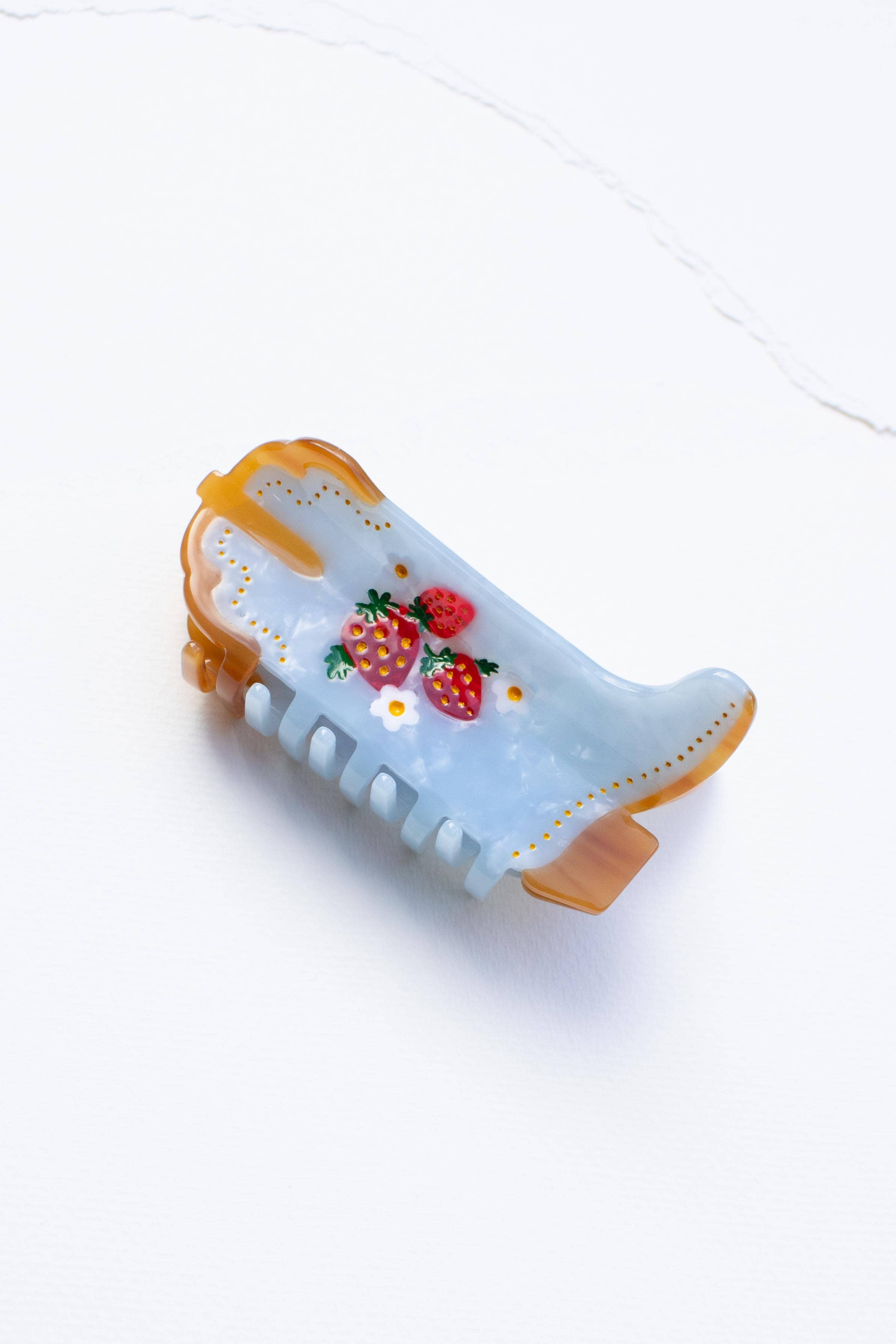 Cute Strawberry Embellished Cowgirl Boots Hair Claw Clip