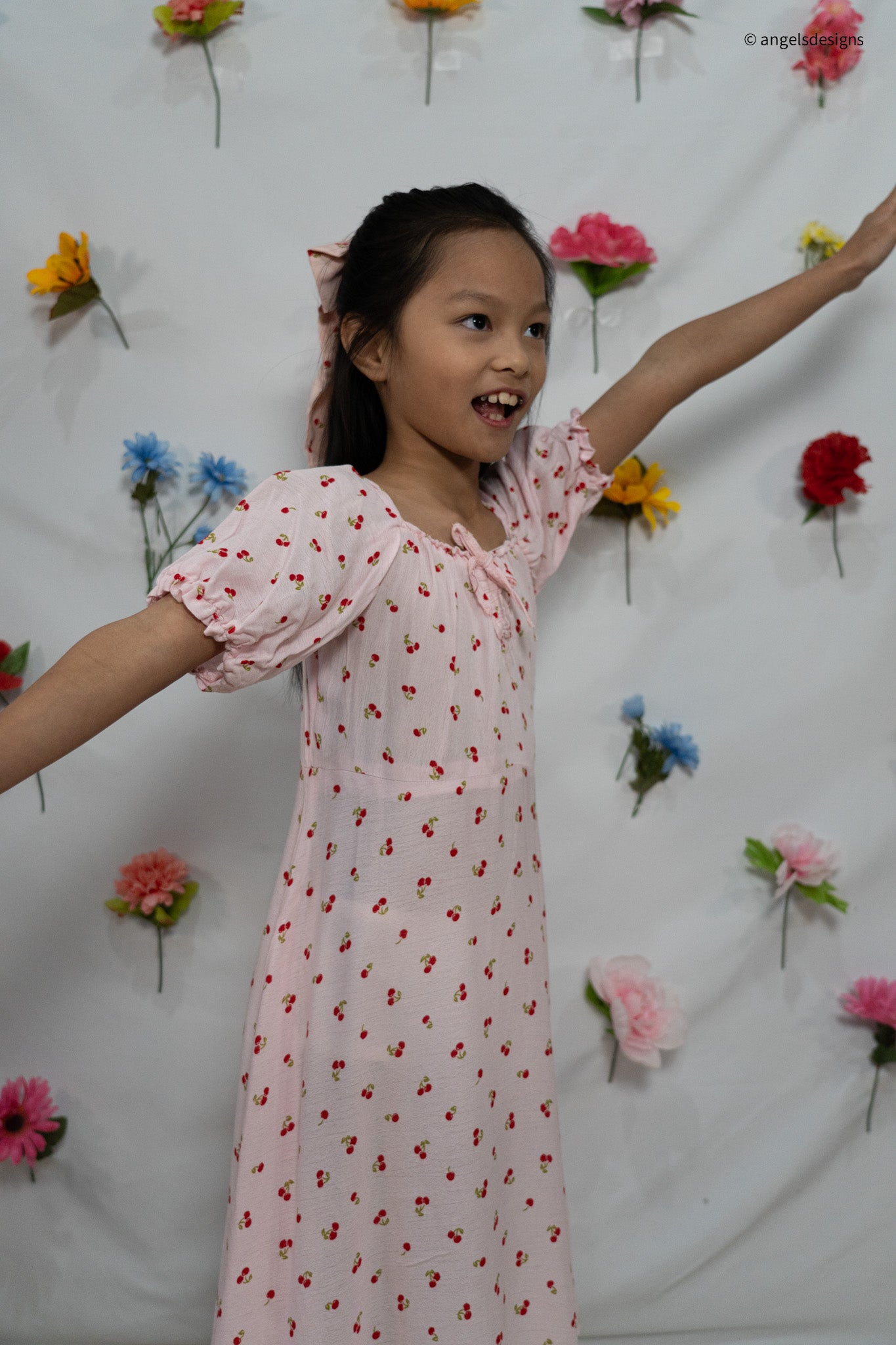 Julia Dress- Little Girl's Cherry Dress