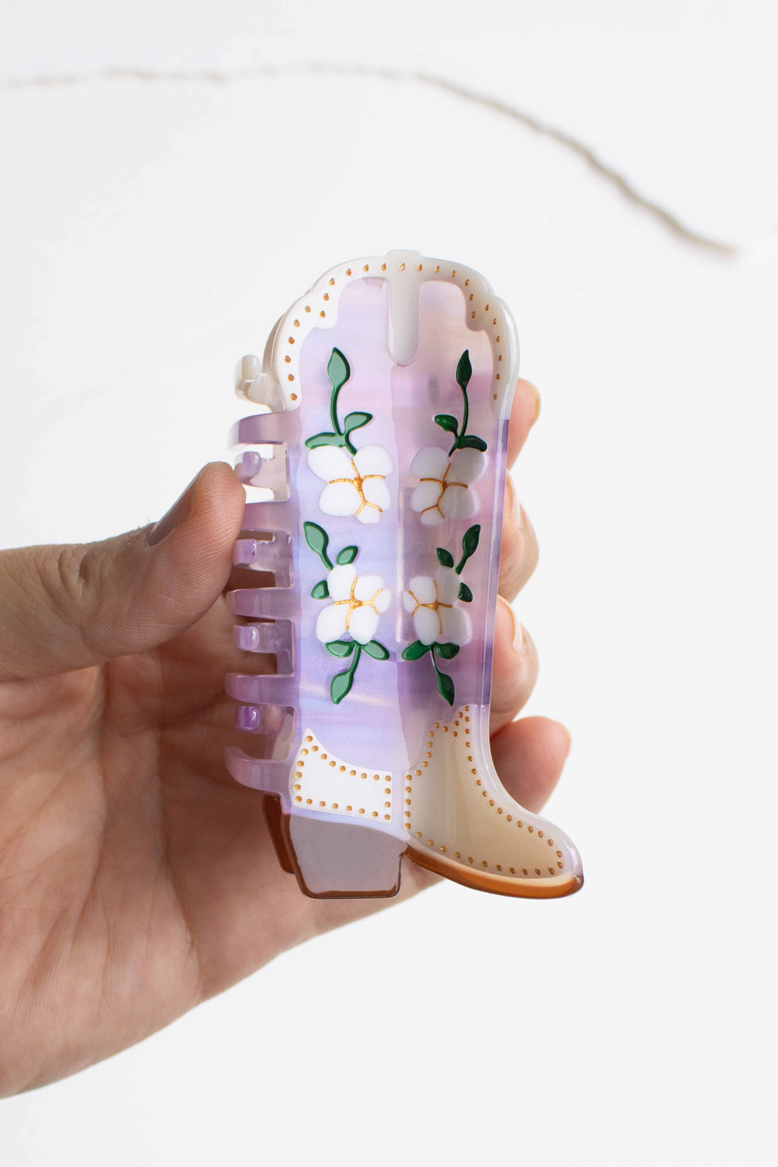 Magnolia Blossoms Western Boots Claw Clip