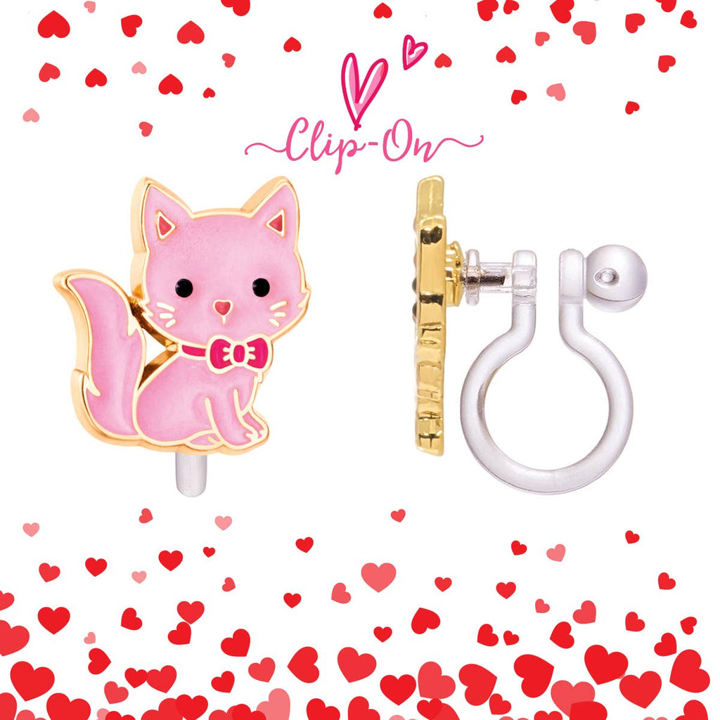 CLIP ON Cutie Earrings | Pink Kitty