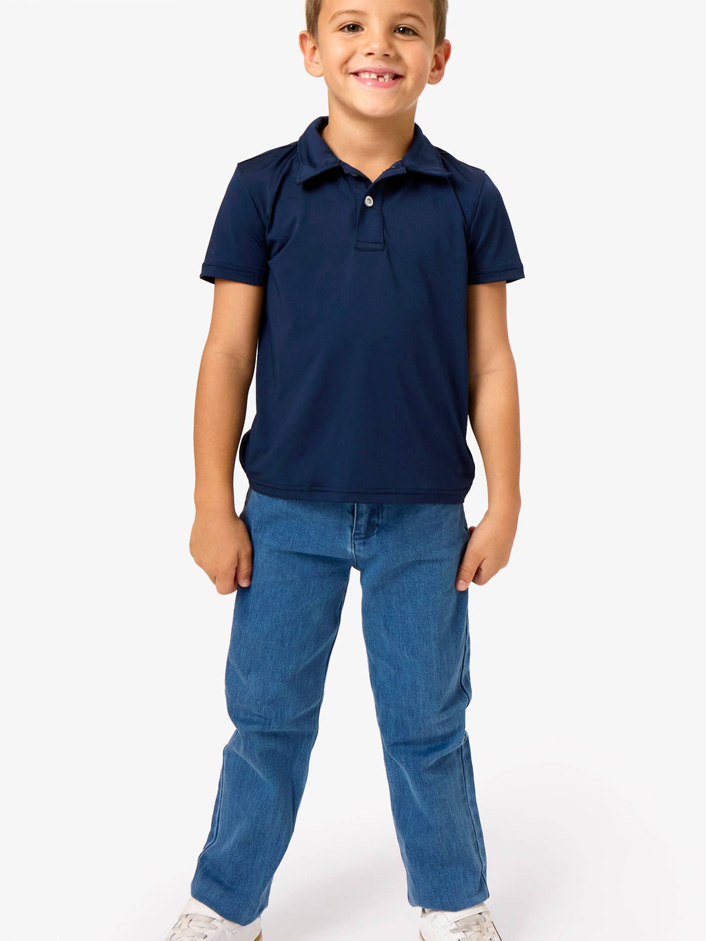 Boys Medium Wash Stretch Denim Straight Jeans