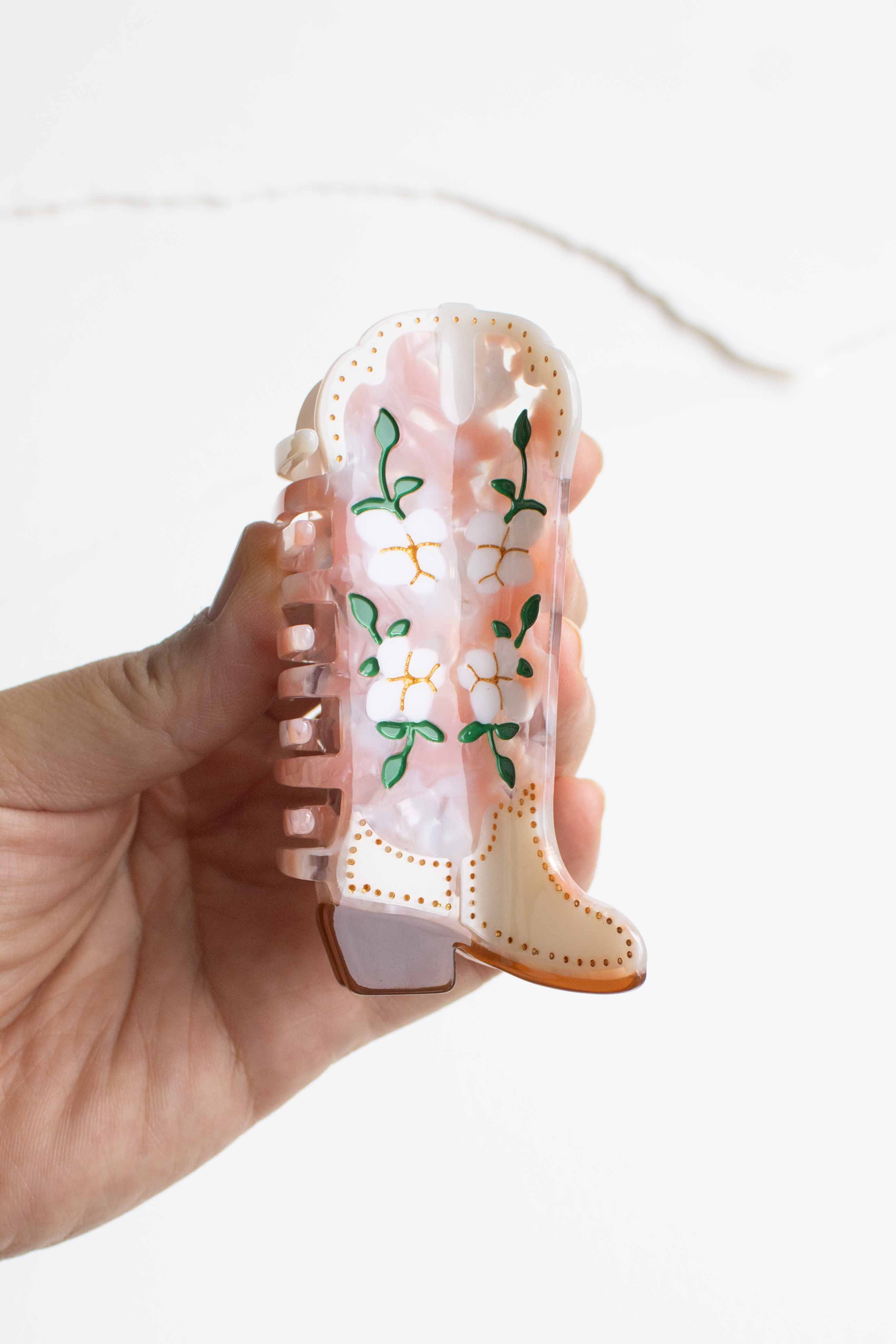 Magnolia Blossoms Western Boots Claw Clip