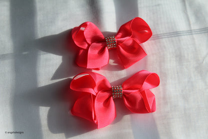 Pigtail Fabric and Ribbon hair bows