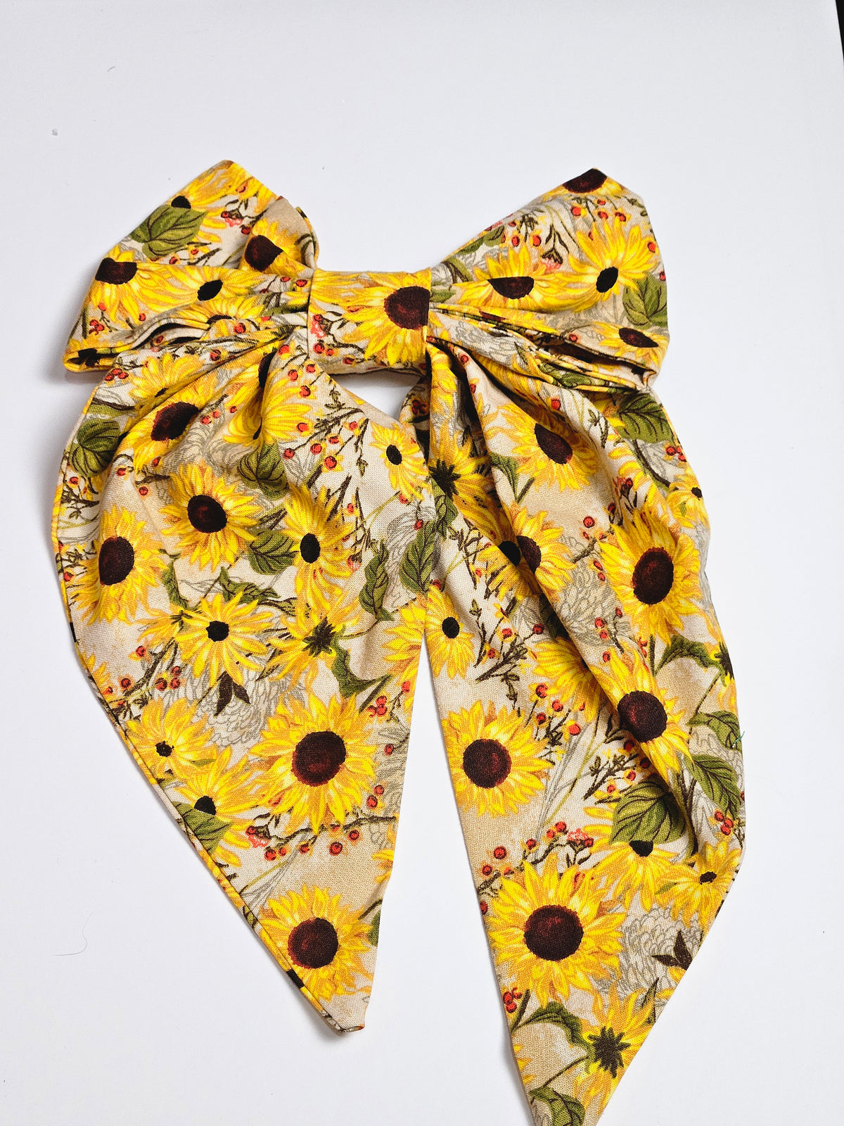 Little Girl's Hair Bow with tails | Made from leftover fabric scraps