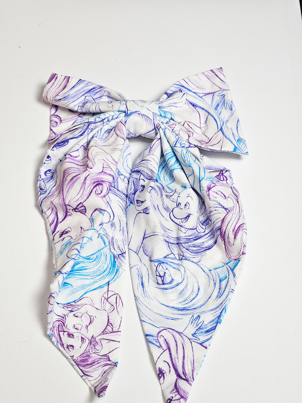Little Girl's Hair Bow with tails | Made from leftover fabric scraps