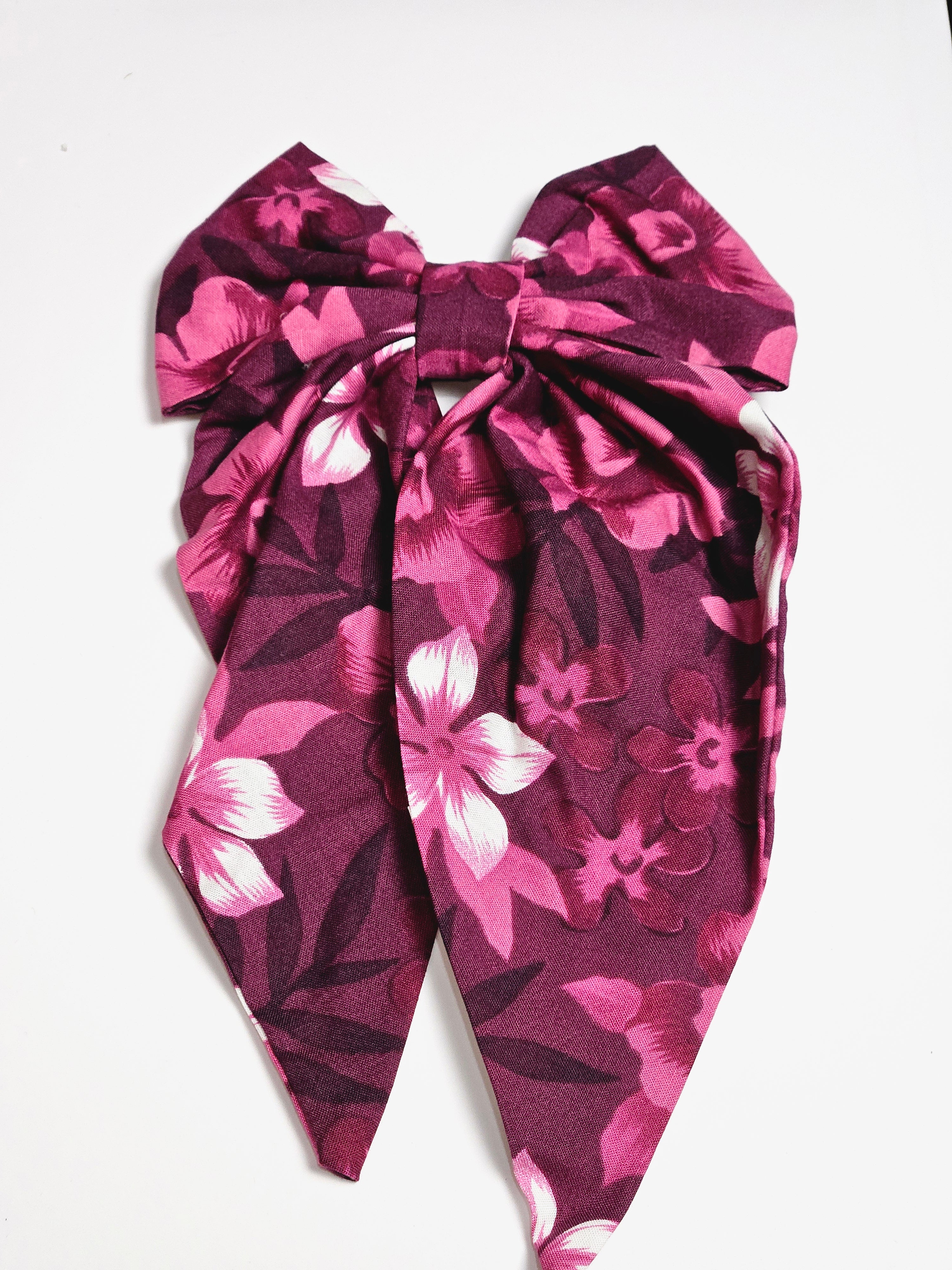 Little Girl's Hair Bow with tails | Made from leftover fabric scraps
