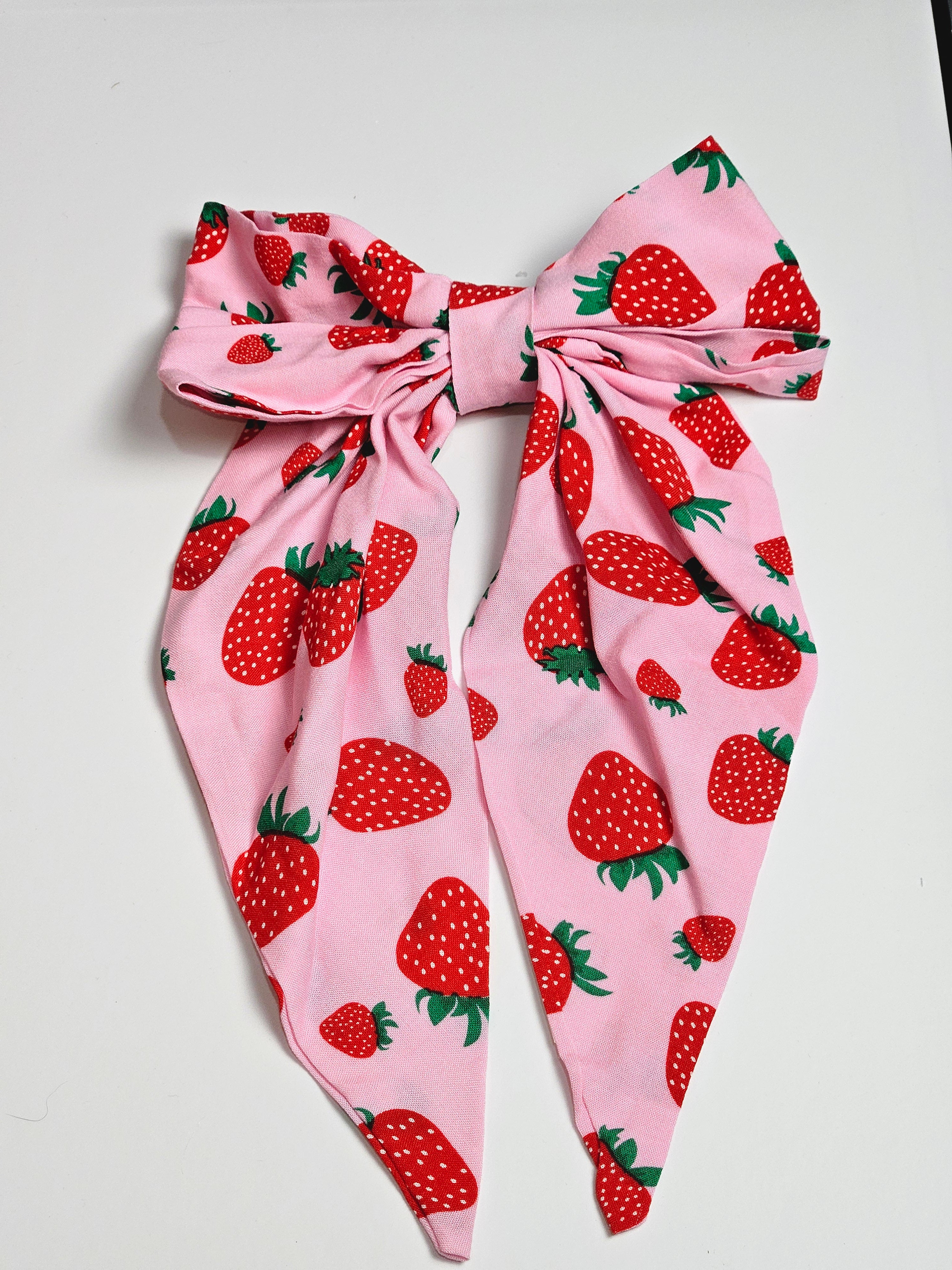 Little Girl's Hair Bow with tails | Made from leftover fabric scraps